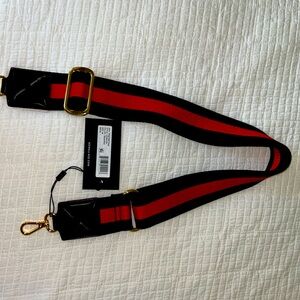 MZ WALLACE Strap- black and red stripe. Adjustable. Gold hardware